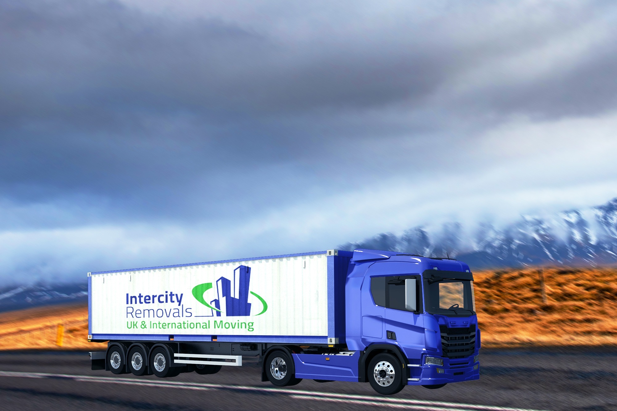 Intercity Removals vehicle for European removals from Cardiff